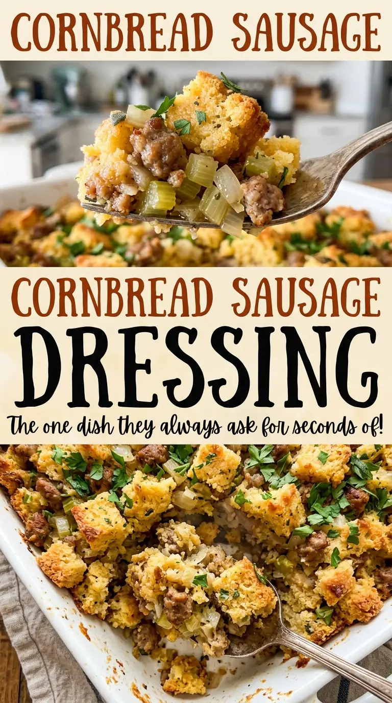 Cornbread Sausage Dressing savory crumbly casserole