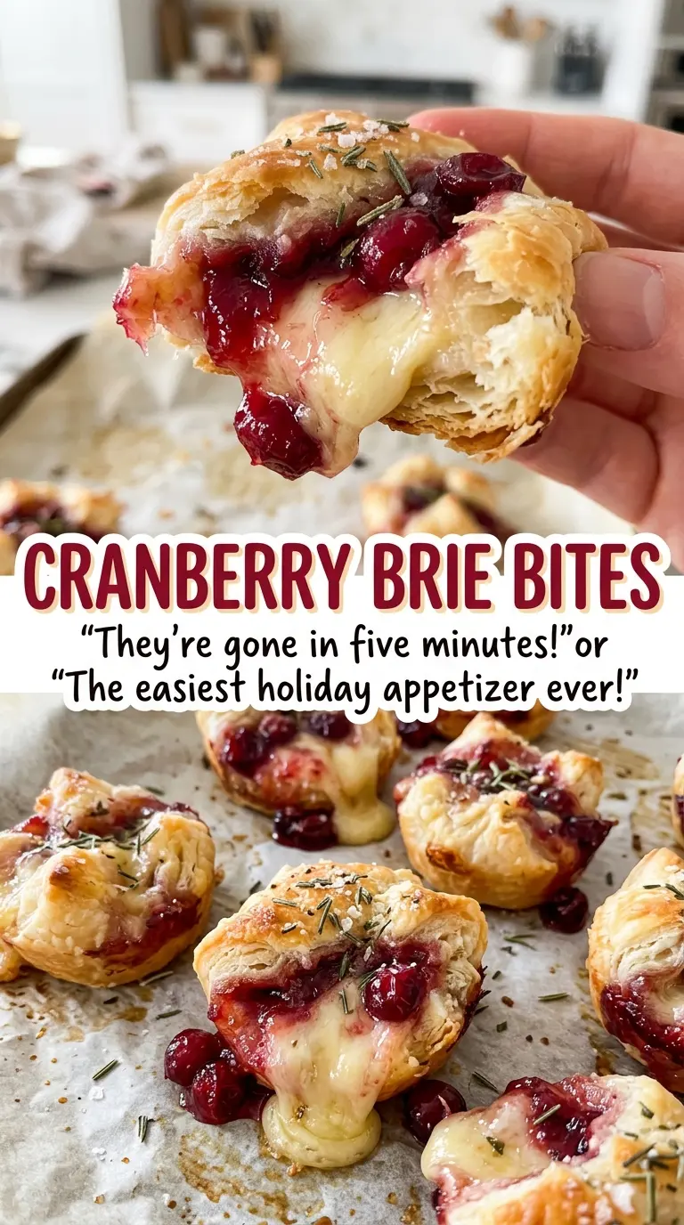 Cranberry Brie Bites golden flaky cups