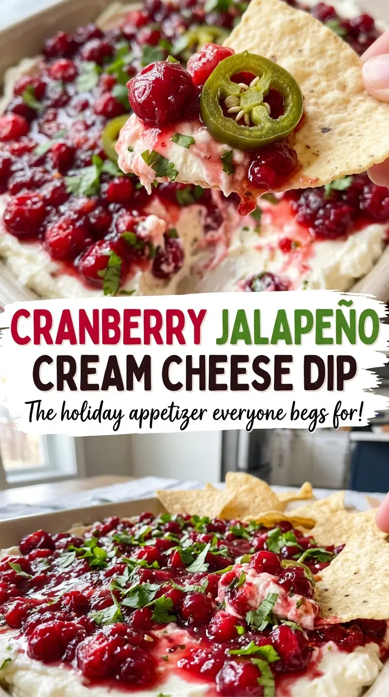 Cranberry Jalapeño Cream Cheese Dip layered chilled dip