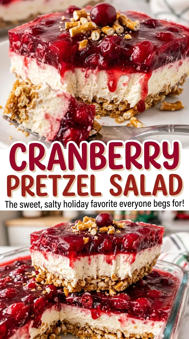 Cranberry Pretzel Salad crunchy layered berry