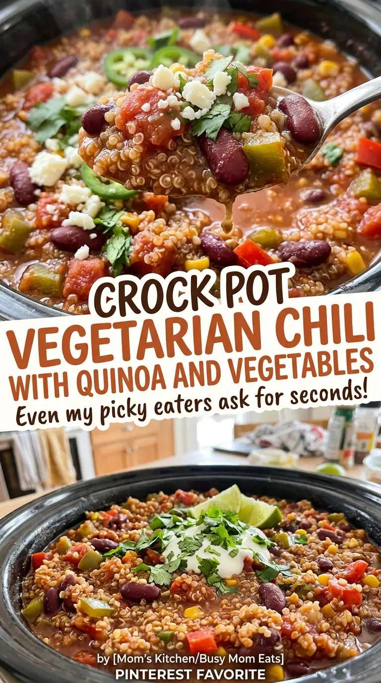 Crock Pot Vegetarian Chili with Quinoa and Vegetables, smoky and hearty