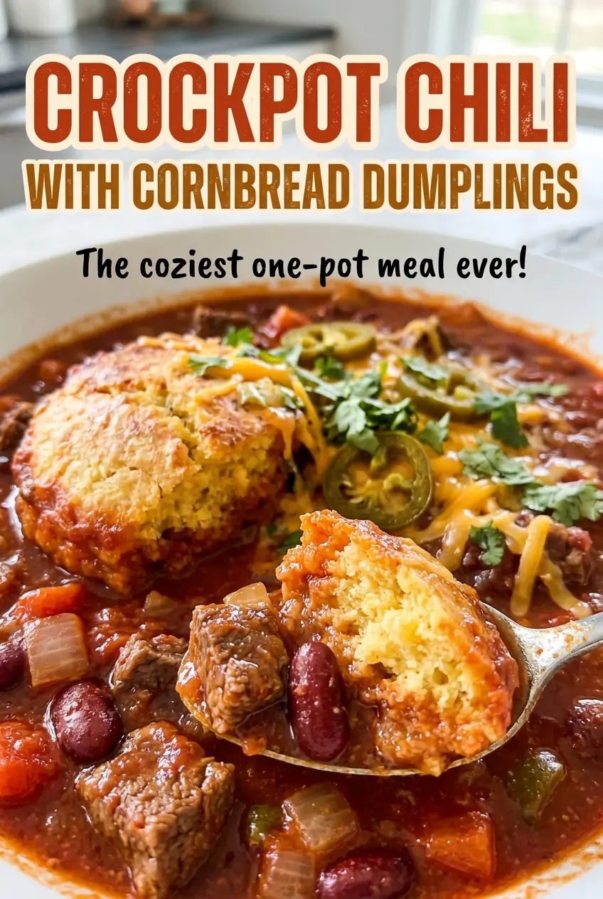 Crockpot Chili with Cornbread Dumplings hearty bean chili