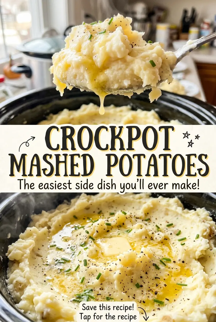 Crockpot Mashed Potatoes with creamy buttery texture