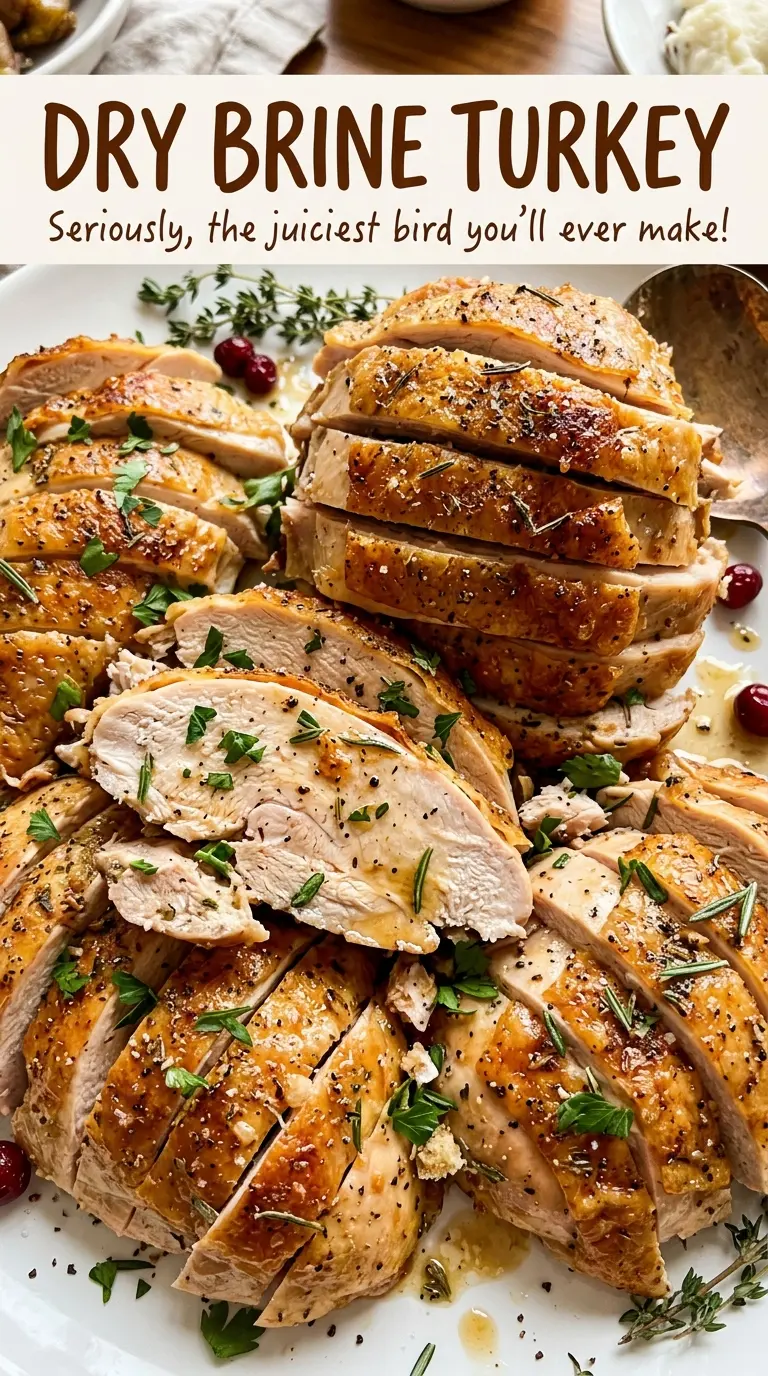 Dry brine turkey with juicy carved meat