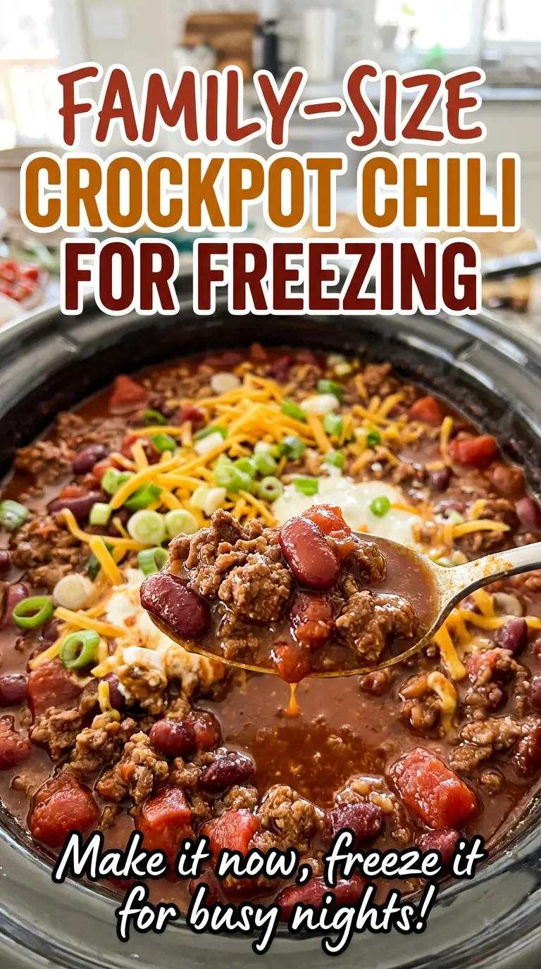Family-Size Crockpot Chili for Freezing, hearty and tomato-rich