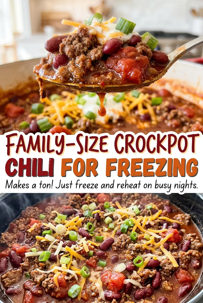 Family-Size Crockpot Chili for Freezing, hearty and tomato-rich