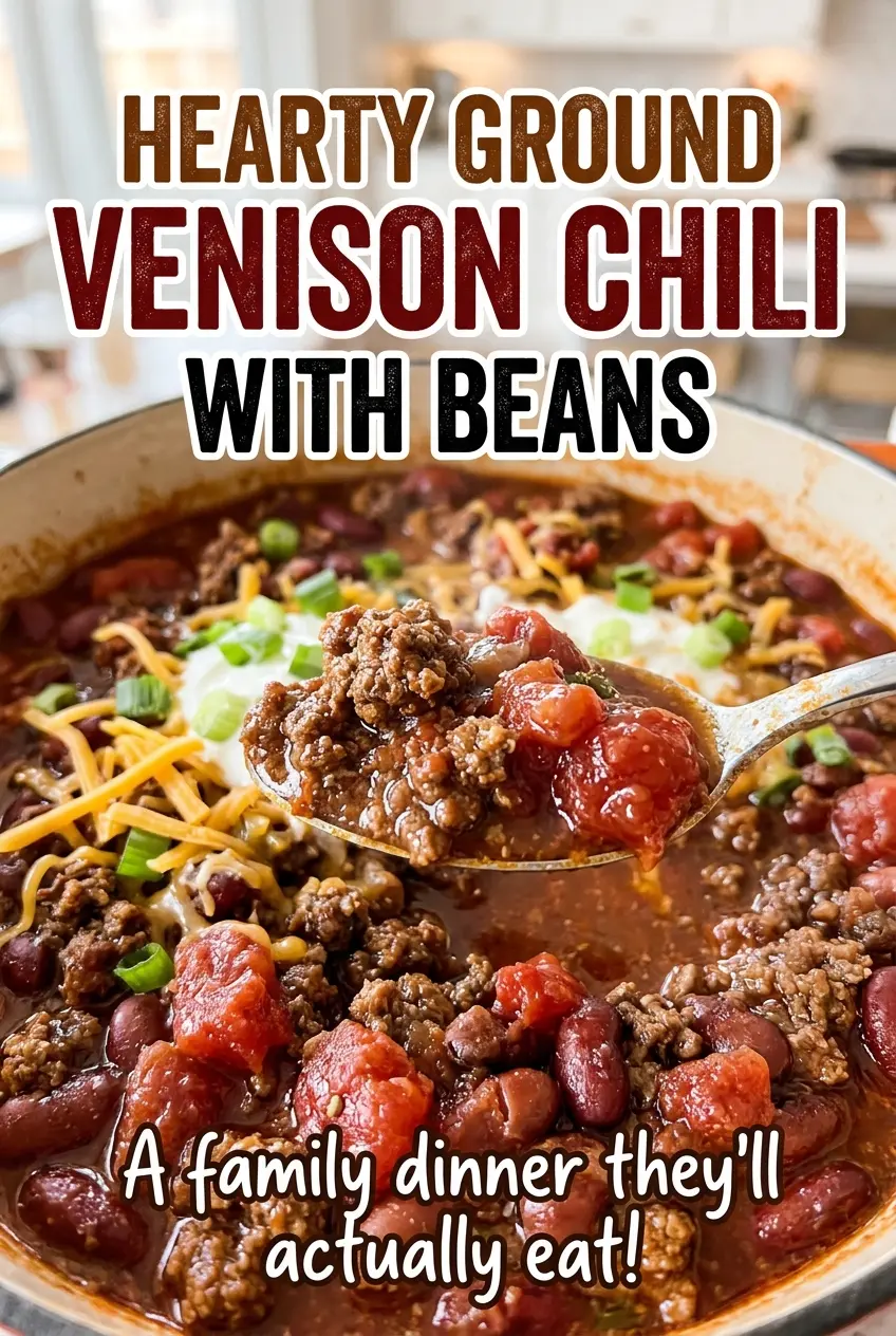 Hearty Ground Venison Chili with Beans thick, tomato-rich, bean-filled