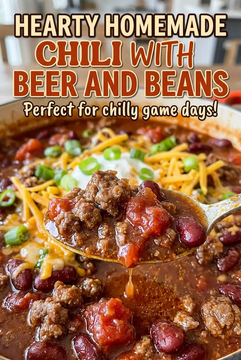 Hearty Homemade Chili with Beer and Beans, thick and rustic