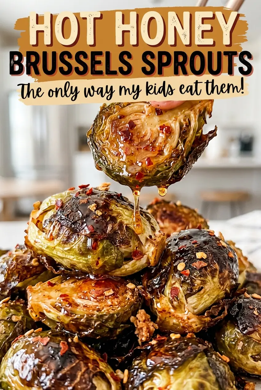 Hot Honey Brussels Sprouts with browned edges
