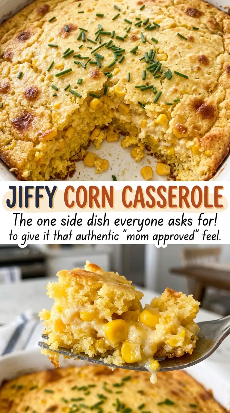 Jiffy Corn Casserole creamy golden center