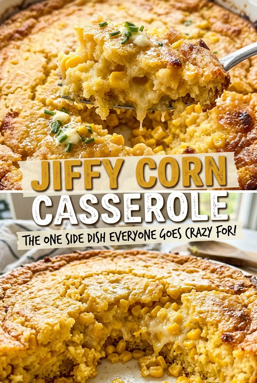 Jiffy Corn Casserole golden tender baked