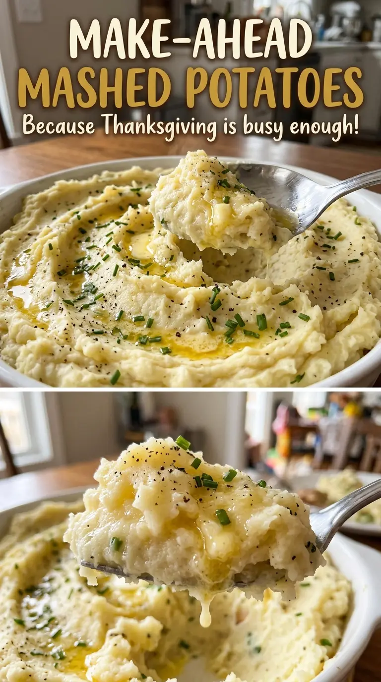 Make-Ahead Mashed Potatoes creamy golden casserole