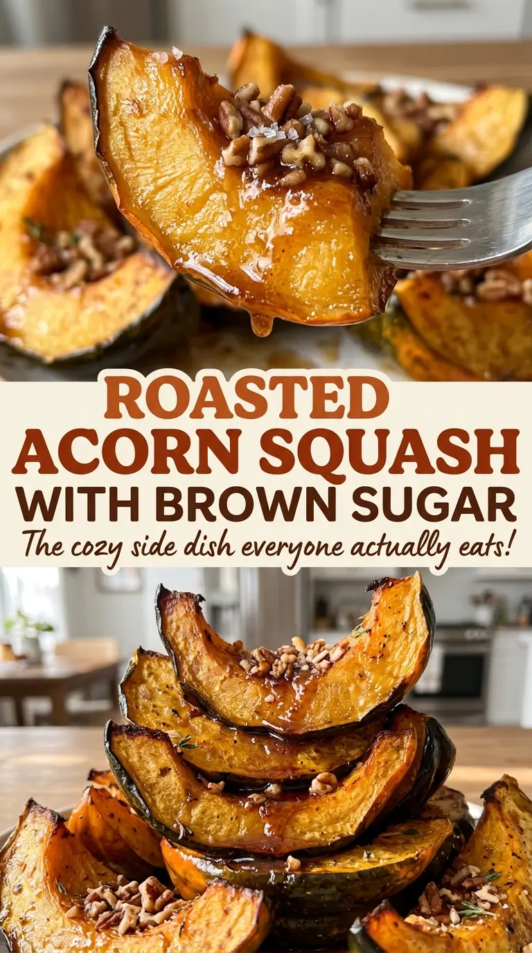 Roasted acorn squash with brown sugar, golden filling