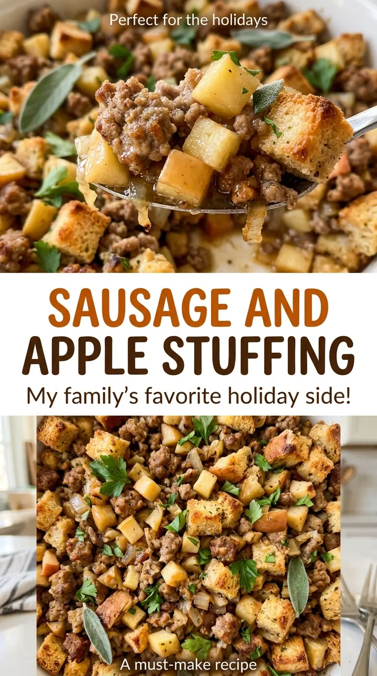 Sausage and Apple Stuffing savory browned casserole