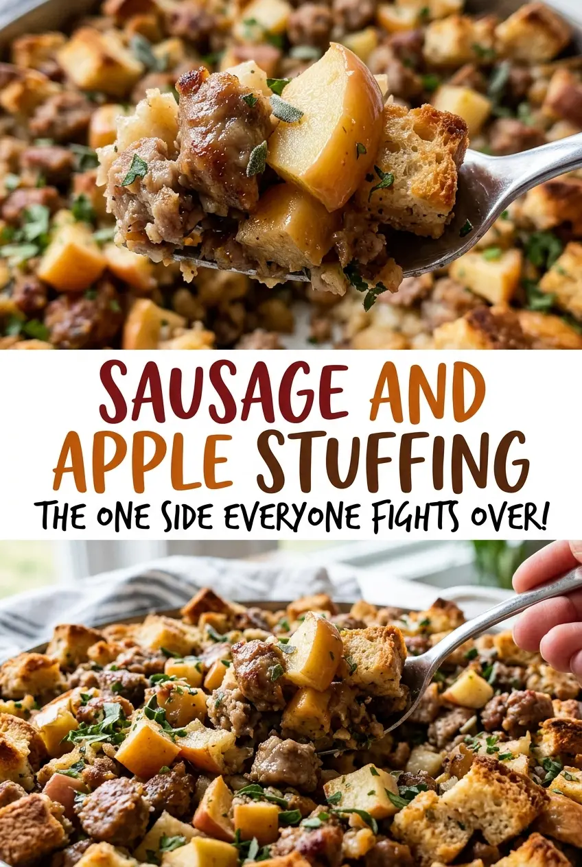 Sausage and Apple Stuffing golden crisp top