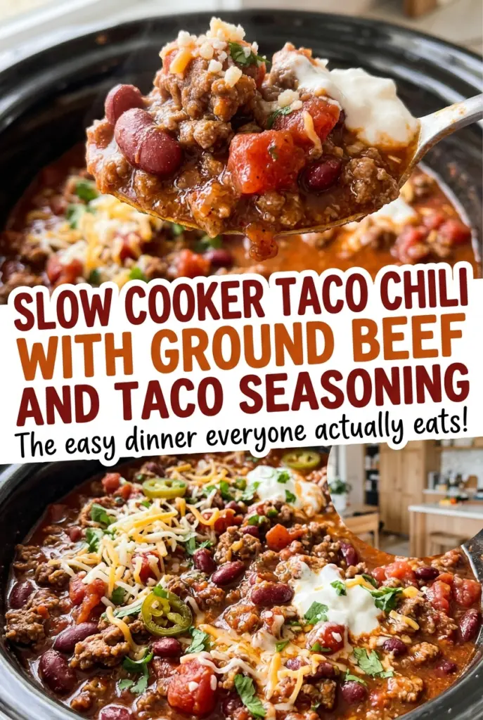 Slow Cooker Taco Chili with Ground Beef and Taco Seasoning