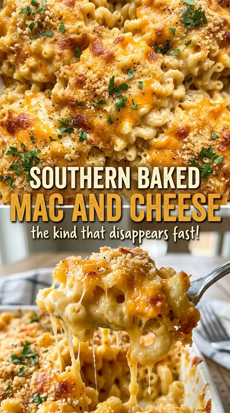 Southern Baked Mac and Cheese browned cheddar top