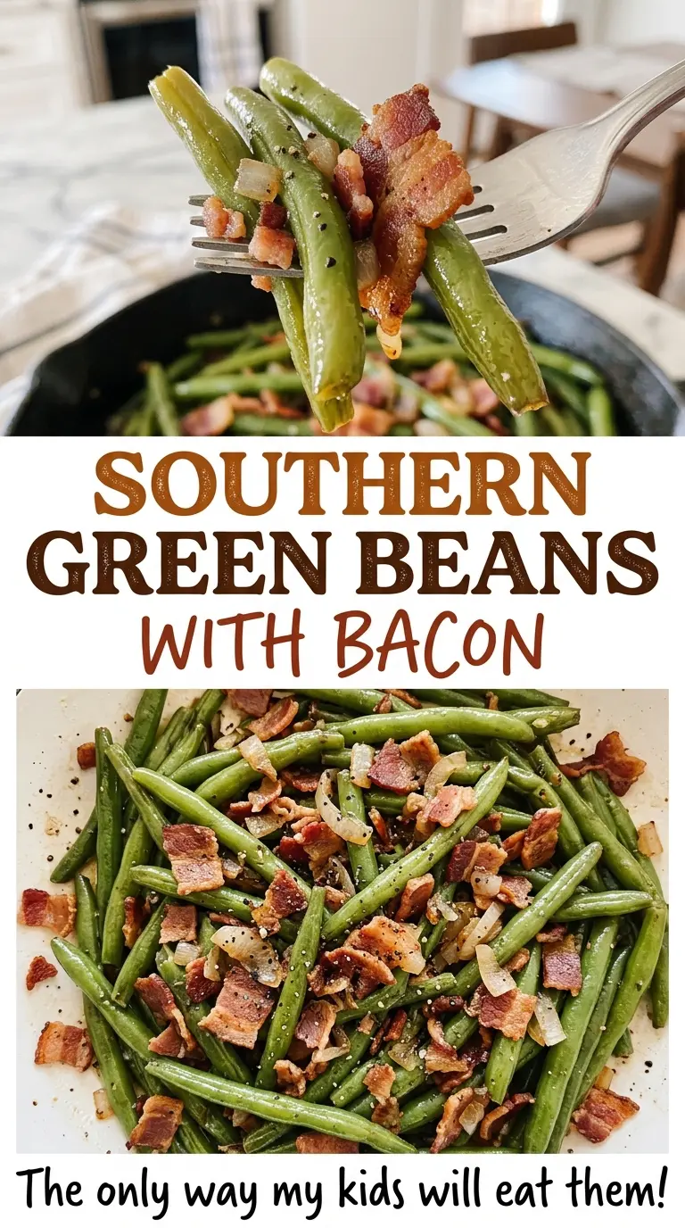 Southern Green Beans with Bacon, tender smoky beans