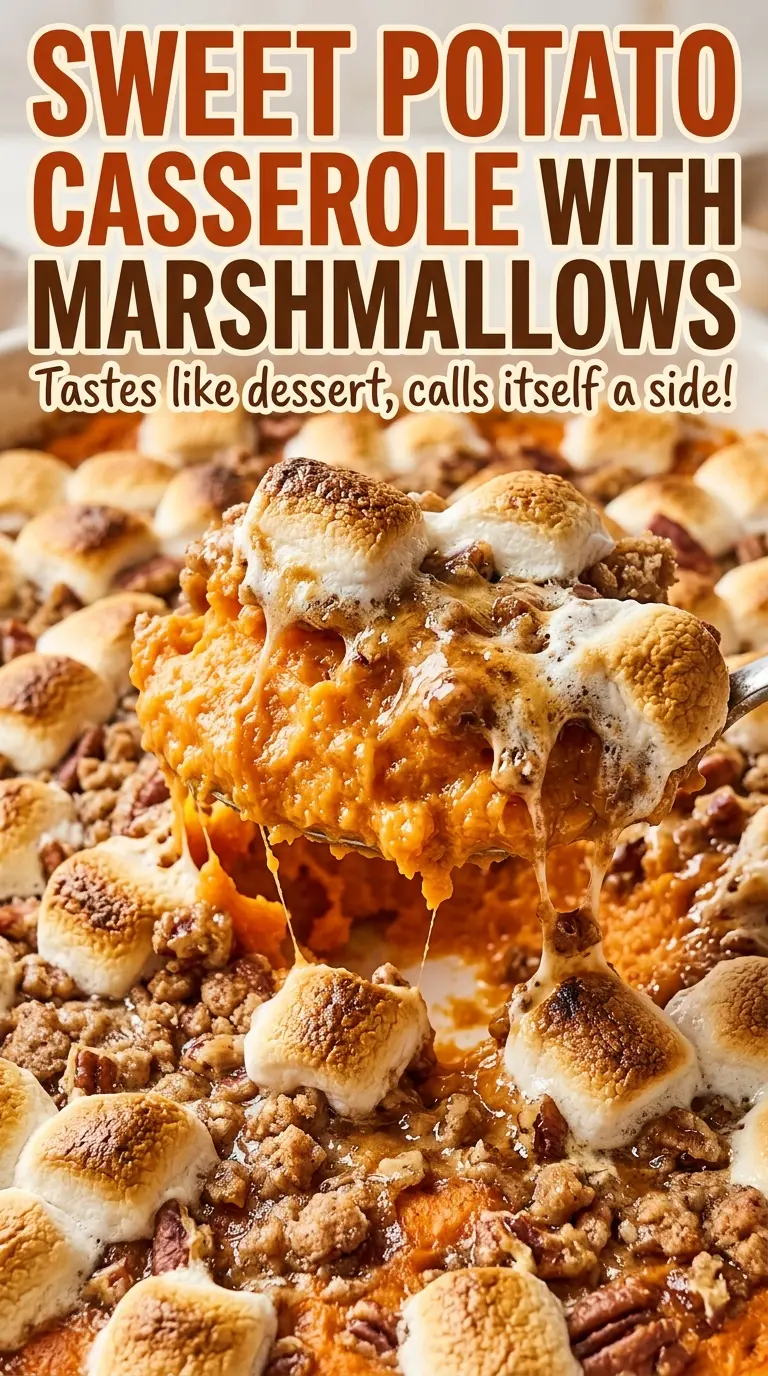 Sweet Potato Casserole with Marshmallows creamy filling toasted top