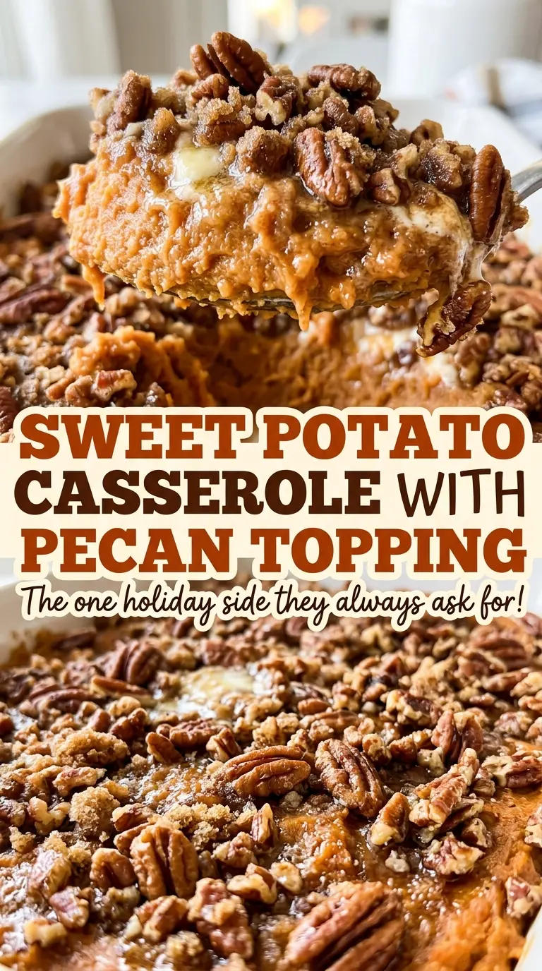 Sweet Potato Casserole with Pecan Topping crisp pecan crust