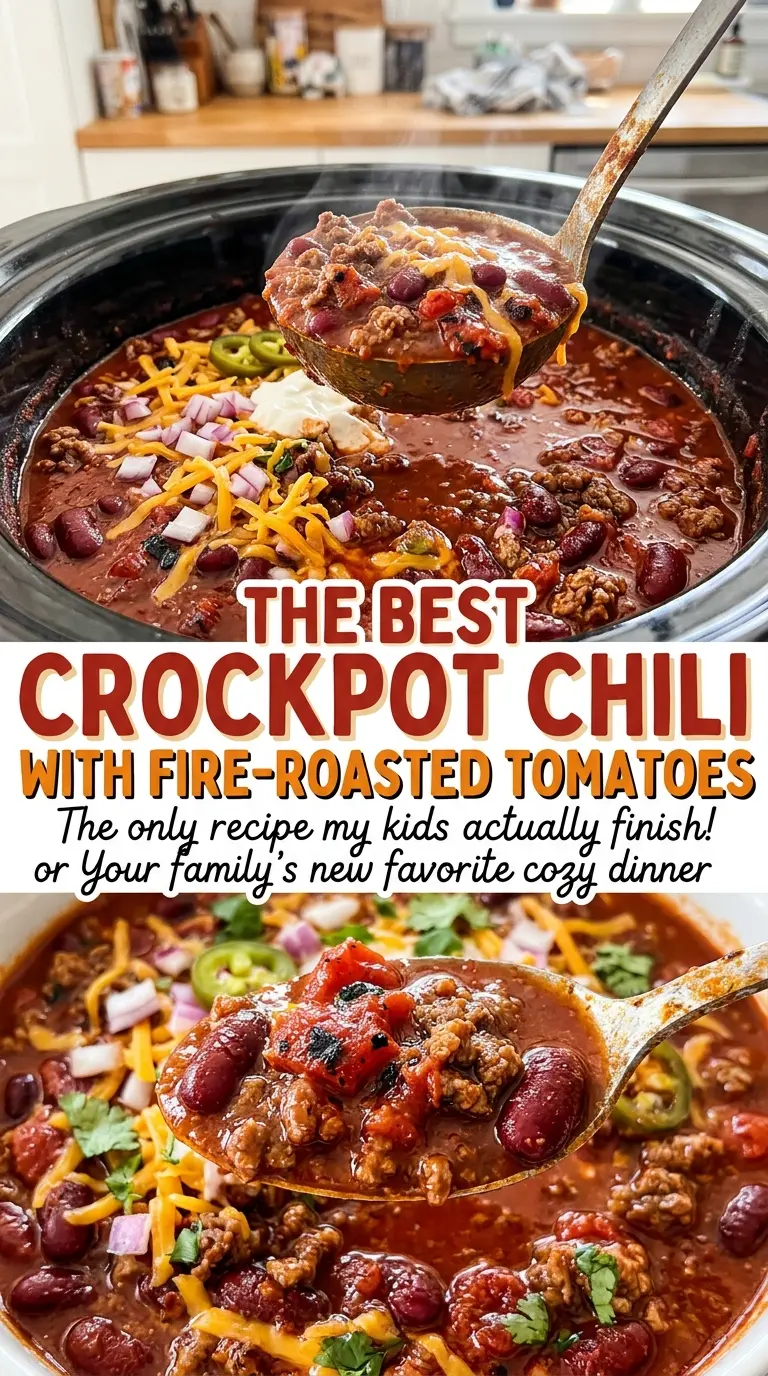 The Best Crockpot Chili with Fire-Roasted Tomatoes, smoky and hearty