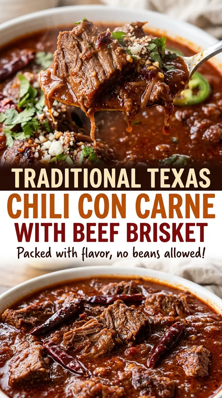 Traditional Texas chili con carne with rich chile sauce