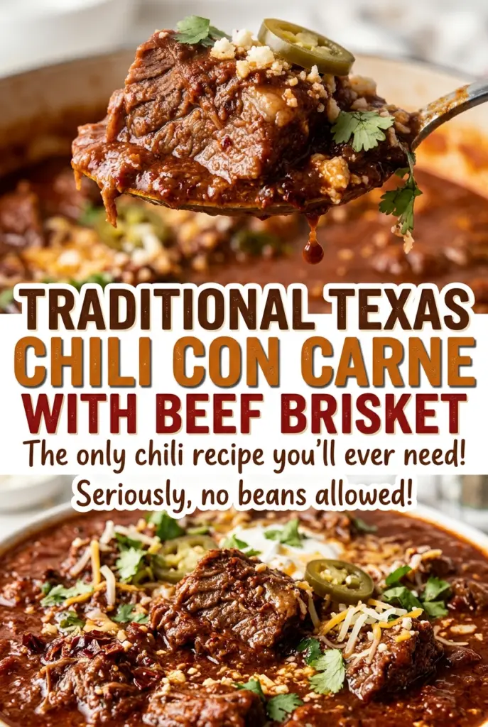 Traditional Texas Chili con Carne with Beef Brisket