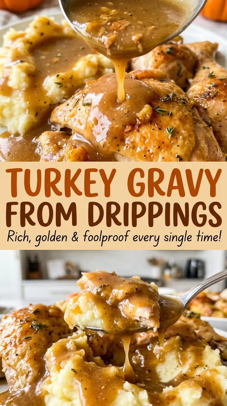 Turkey gravy from drippings glossy spoon-coating