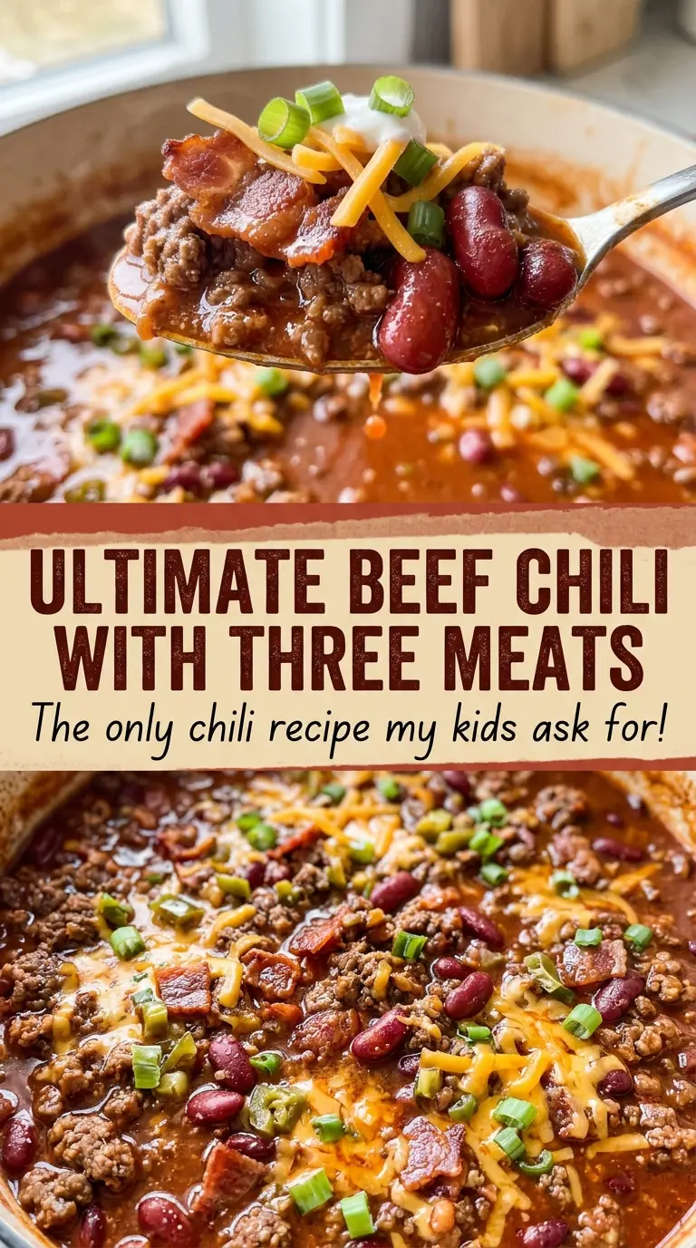Ultimate Beef Chili with Three Meats rich bean chili